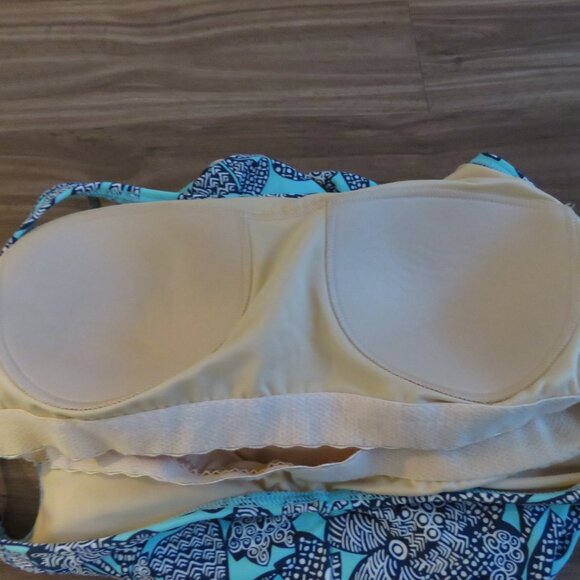 LAND'S END Geometric Floral Print One Piece Swimsuit Stretch Vacation Size 12DDD - Picture 13 of 15